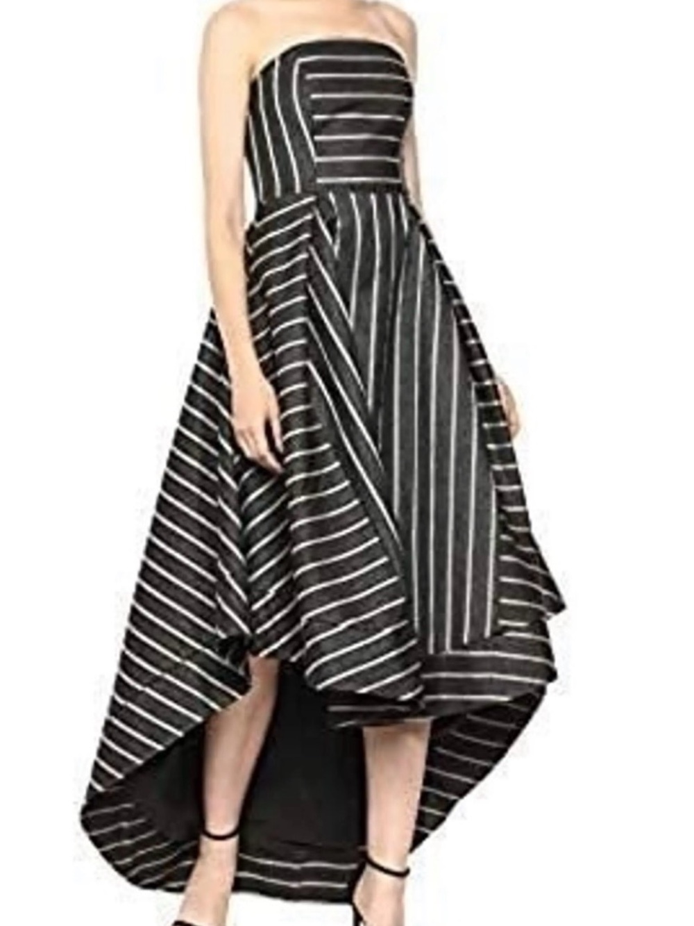 NWT Cameo Collective Moments Apart Stripe Gown Strapless Navy Grey Stripe Dress